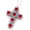 Pandantiv cruce cu rubine si diamante patrat din aur roz ESCR7
