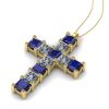 Cruce cu safire albastre si diamante patrat din aur galben ESCR7