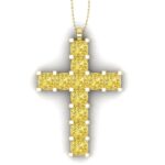 Cruce cu diamante galbene patrat din aur galben ESCR7