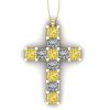 Pandantiv cruce cu diamante galbene si incolore patrat 1.80 ct din aur ESCR7