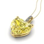 Pandantiv din aur clasic solitaire cu diamant galben inima ESP27