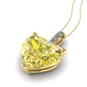 Pandantiv din aur clasic solitaire cu diamant galben inima ESP27