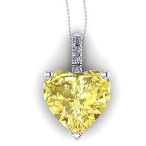 Pandantiv cu diamant inima galben din aur alb model clasic ESP27