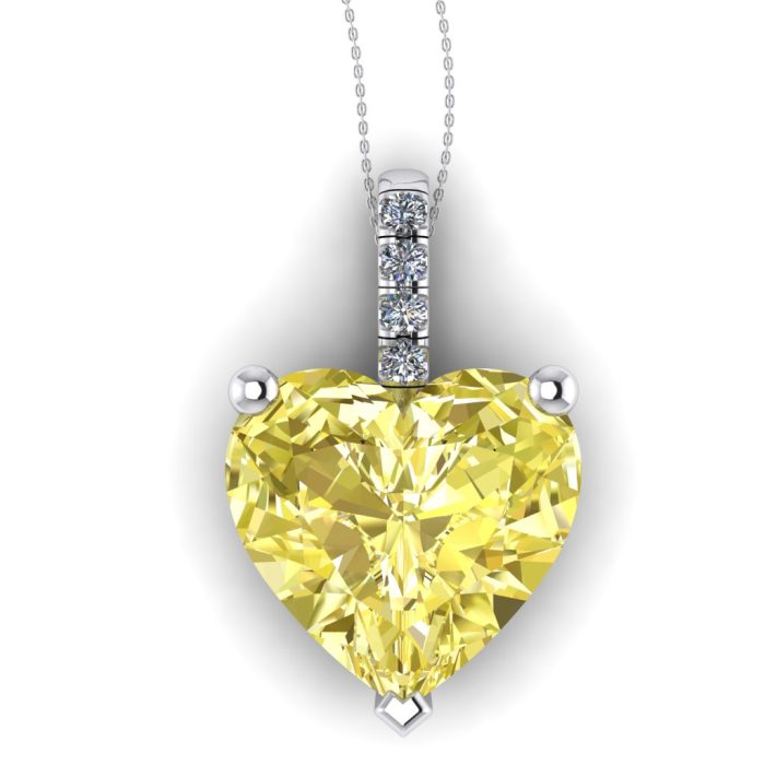 Pandantiv cu diamant inima galben din aur alb model clasic ESP27