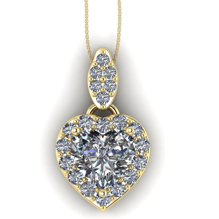 Pandantiv aur cu diamant GIA si diamante secundare ESP17