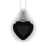 Pandantiv cu diamant negru inima si diamante din aur clasic ESP27
