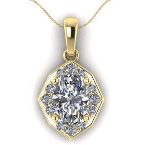 Pandantiv halo aur alb cu diamant oval si diamante ESP18