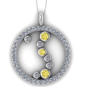 Pandantiv cu diamante albe si galbene din aur ESP20