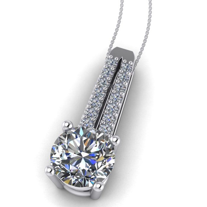 Pandantiv cu diamant rotund 0.90 carate claritate VVS din aur ESP7