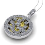 Pandantiv cu diamante galbene si diamante albe model cerc din aur ESP25