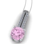 Pandantiv cu diamante si diamant roz din aur ESP7