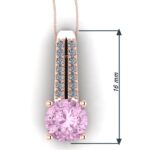 Pandantiv cu diamante si diamant roz 16mm dimensiune din aur ESP7