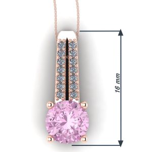 Pandantiv cu diamante si diamant roz 16mm dimensiune din aur ESP7
