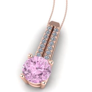 Pandantiv cu diamante si diamant roz aur 18k ESP7