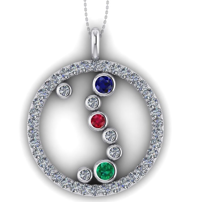 Pandantiv cu diamante smaralde rubine safire din aur ESP20