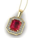 Pandantiv cu rubin emerald si diamante aur galben ESP30