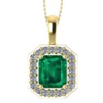 Pandantiv cu smarald emerald si diamante aur galben ESP30