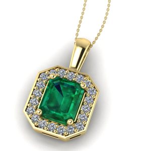 Pandantiv cu smarald emerald si diamante din aur galben ESP30