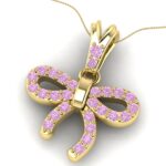 Pandantiv din aur 18k galben fundinta cu diamante roz ESP12