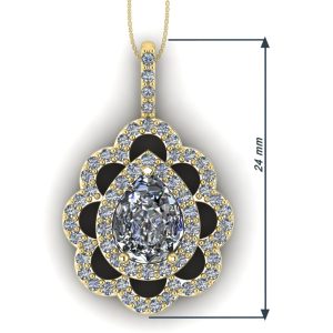 Pandantiv din aur galben cu diamant lacrima model floral ESP11