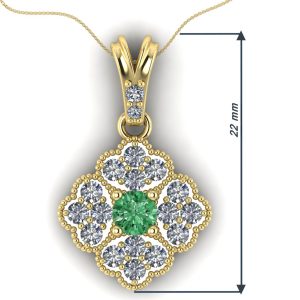 Pandantiv din aur galben 18k cu diamant verde si diamante 22MM ESP19