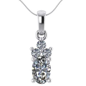 Pandantiv din aur alb cu diamant oval si diamante naturale ESP15
