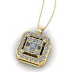 Pandantiv din aur galben cu diamante forma patrat pave ESP38