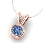 Pandantiv din aur roz cu diamant albastru solitaire ESP32