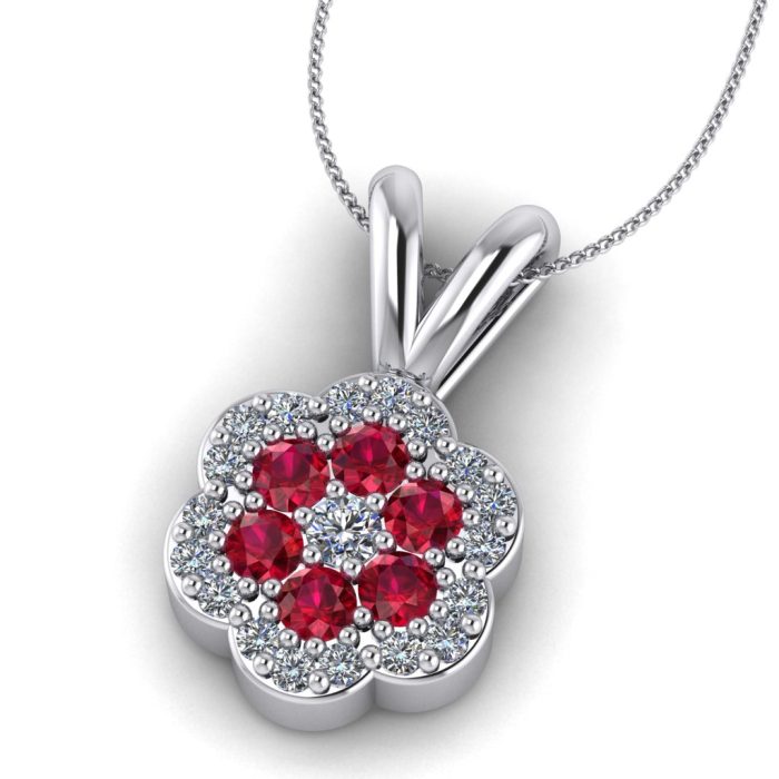 Pandantiv cu rubin si diamante din aur 18k ESP9