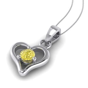 Pandantiv inima cu diamant galben aur alb 14k ESP8