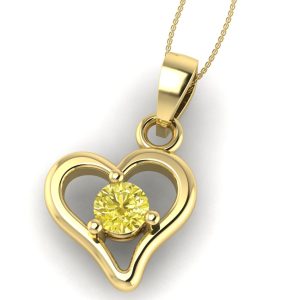 Pandantive inima cu diamant galben din aur ESP8