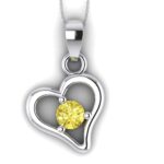 Pandantiv inima cu diamant galben din aur alb 14k ESP8