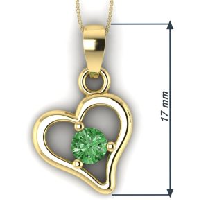 Pandantiv inima cu diamant verde din aur galben 18k ESP8