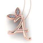 Pandantiv litera A cu diamante din aur roz ESP37