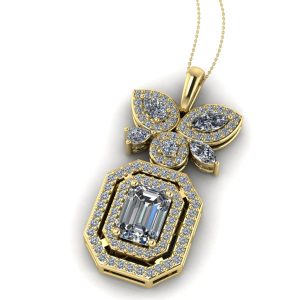 Pandantiv model de lux cu diamante incolore naturale din aur galben 18K ESP39
