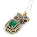 Pandantiv cu smarald emerald si diamante din aur 18k ESP39