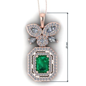 Pandantiv cu smarald emerald si diamante din aur roz ESP39