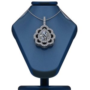 Pandantiv pe suport aur cu diamant lacrima model floral ESP11