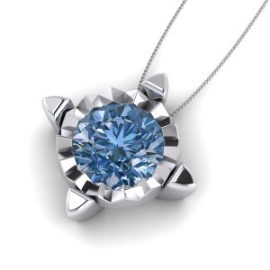 Pandantiv solitaire cu diamant albastru 0.50 carate din aur alb ESP6