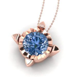 Pandantiv solitaire cu diamant albastru 0.50 carate din aur roz ESP6
