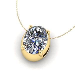 Pandantiv solitaire cu diamant oval din aur galben ESP28