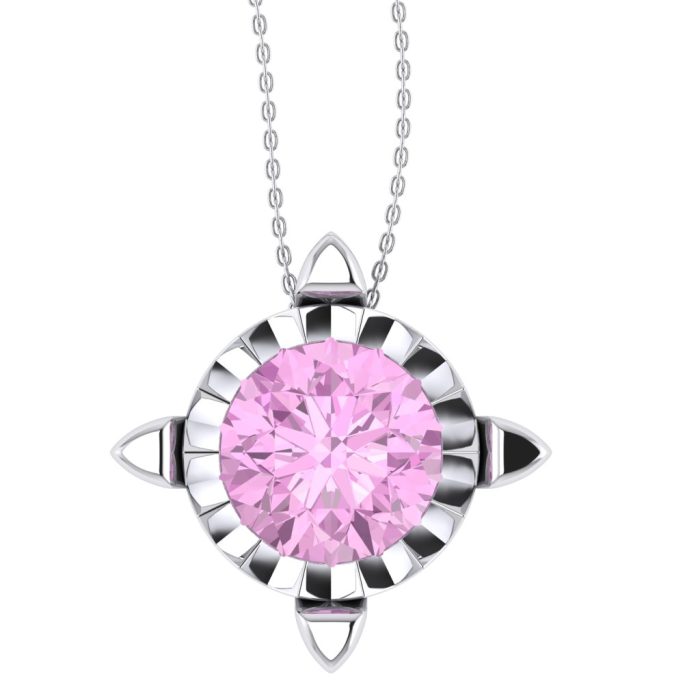 Pandantiv solitaire din aur cu diamant roz ESP6