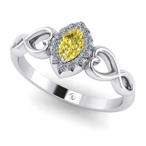 Inel de logodna cu diamant marquise si diamante din aur ES811STOC