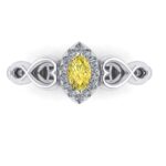 Inel de logodna cu diamant marquise galben si diamante incolore ES811