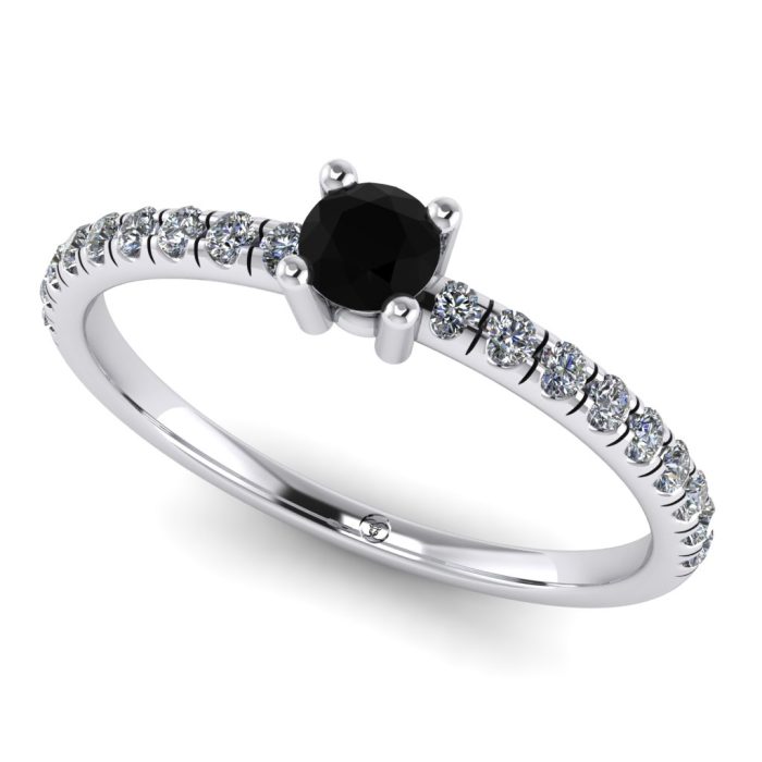 Inel de logodna cu diamant negru din aur clasic ES278