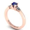 Inel logodna aur roz cu safir albastru 5 mm si diamante din aur ES133