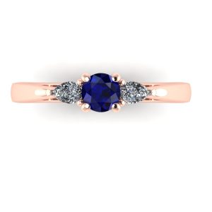 Inel de logodna cu safir albastru AAA si diamante din aur ES133